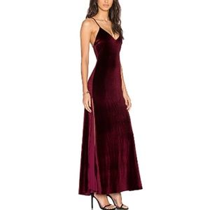 NBD in the deep velvet burgundy wine maxi dress